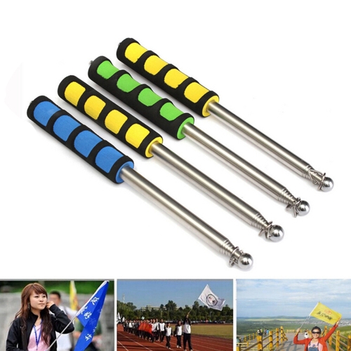 

10 PCS 2.5M 10 Knots Multi-function Telescopic Stainless Steel Sponge Teaching Stick Guide Flagpole Signal Flag, Random Color Delivery