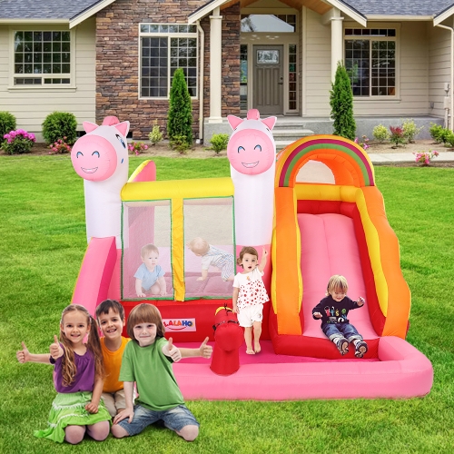 

[US Warehouse] LALAHO Pony Style PVC Inflatable Jumping Castle with Swimming Pool & Slide & Air Blower, Size: 118 x 106 x 82.6 inch