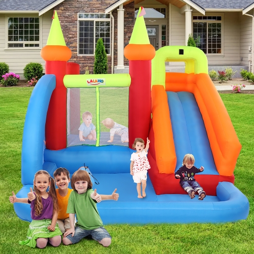 

[US Warehouse] LALAHO PVC Sports Inkjet Inflatable Jumping Castle with Swimming Pool & Slide, Size: 142 x 106 x 102 inch