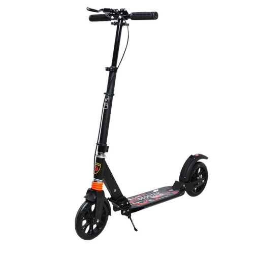 

Folding Aluminum Alloy Adult Shock Pedal Two-wheeled Scooter (Black)