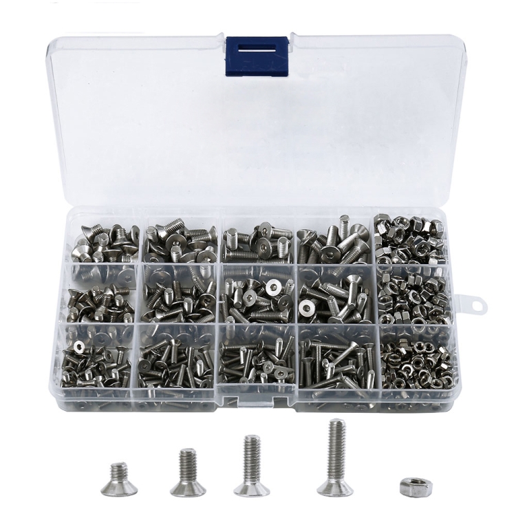 

500 PCS M3 M4 M5 Stainless Steel 304 Countersunk Head Hexagonal Screw Combination Set