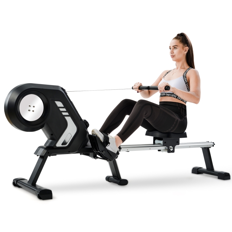 

[EU Warehouse] Merax Foldable Rowing Machine with Magnetic Resistance&LCD Display&Non-slip Pedals&Transport Wheels(Grey)