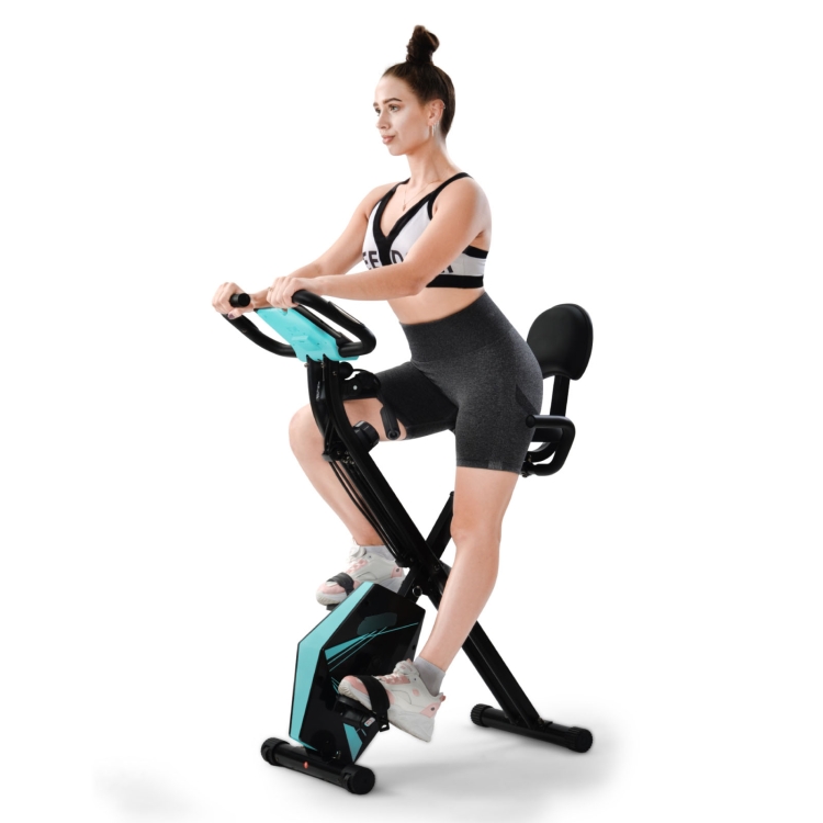 

[EU Warehouse] Merax Foldable Bike for Indoor Training with LCD Screen& Adjustable Resistance Bands (Blue)