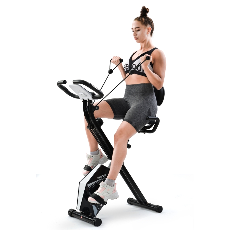 

[EU Warehouse] Merax Foldable Bike for Indoor Training with LCD Screen& Adjustable Resistance Bands (Black)