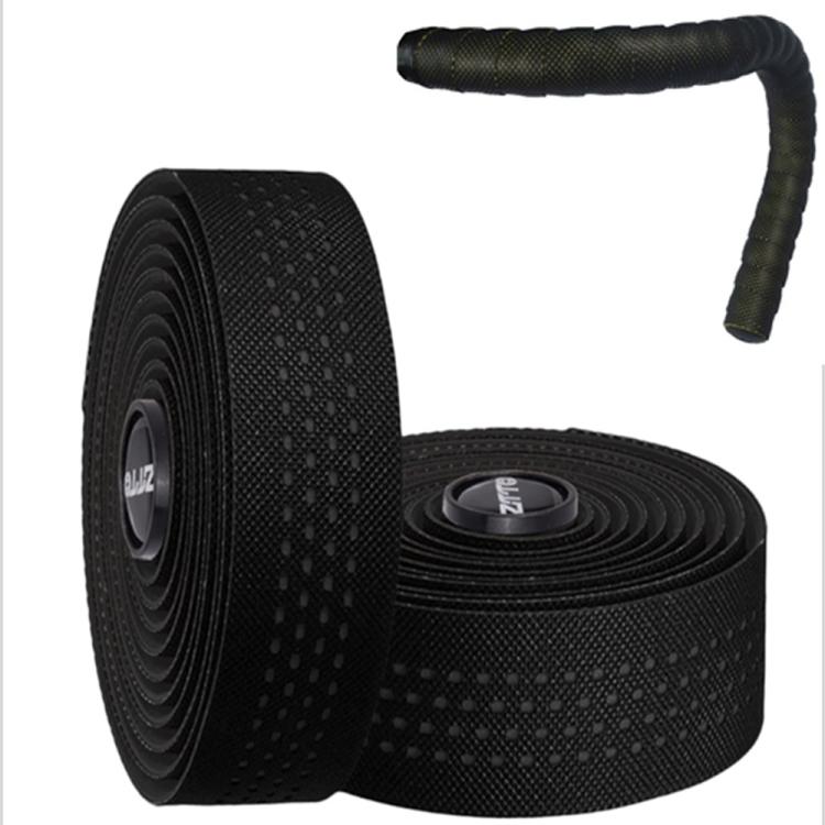 

ZTTO Road Bike Handle Bar Tape Anti-Vibration PU Leather Breathable Wear-resisting (Black)