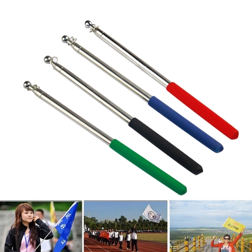 

10 PCS 1.2M 6 Knots Multi-function Telescopic Stainless Steel Rubber Sleeve Teaching Stick Guide Flagpole Signal Flag, Random Color Delivery