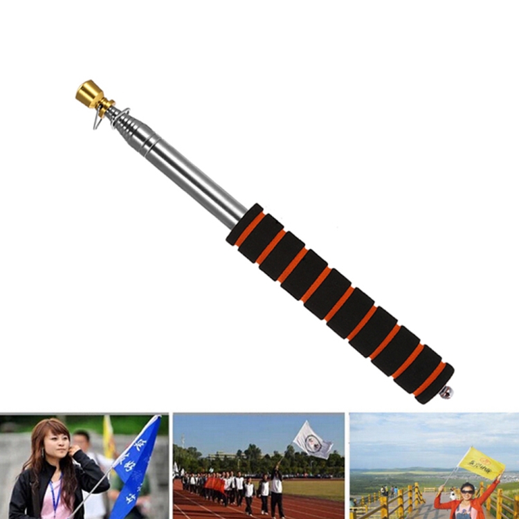 

10 PCS 2M 11 Knots Multi-function Telescopic Stainless Steel Sponge Golden Head Teaching Stick Guide Flagpole Signal Flag