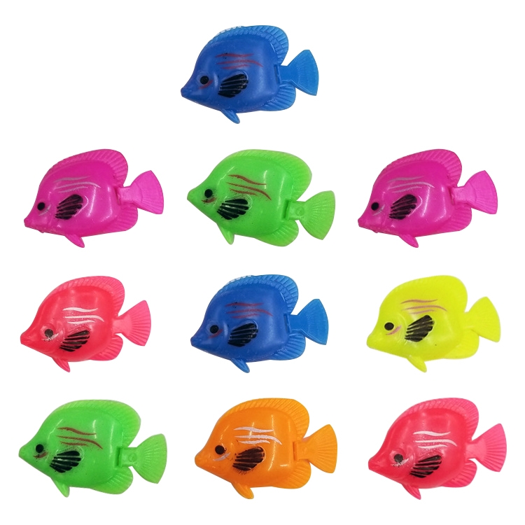 

10 PCS Aquarium Articles Decoration Plastic Floating Fake Fish, Size: 5*3cm