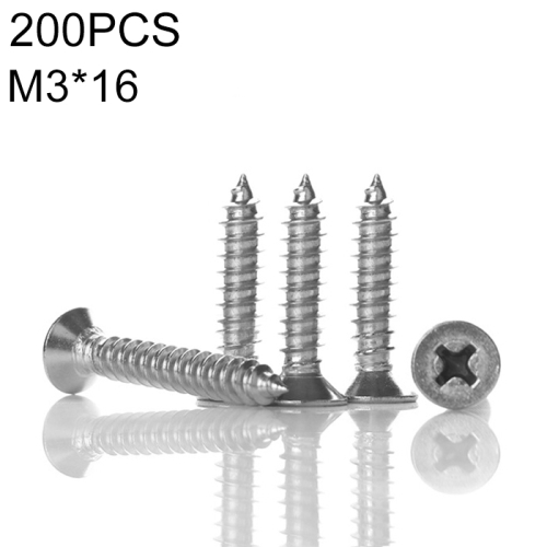 

100 PCS 201 Stainless Steel Cross Countersunk Tapping Thread Screw, M3x18