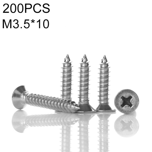 

100 PCS 201 Stainless Steel Cross Countersunk Tapping Thread Screw, M3.5x10