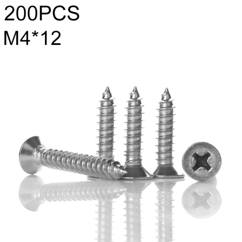 

1000 PCS 201 Stainless Steel Cross Countersunk Tapping Thread Screw, M4x12