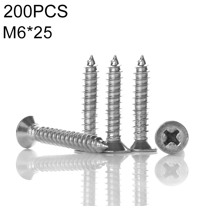 

1000 PCS 201 Stainless Steel Cross Countersunk Tapping Thread Screw, M6x25