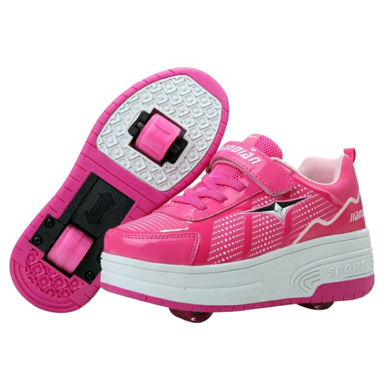 

J28 Fashion Simple Double Wheel Roller Skating Shoes, Size : 36 (Rose Red)