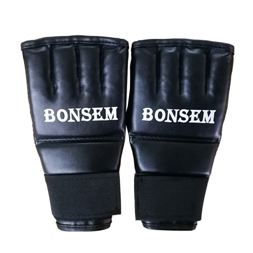 

BONSEM Half Fingers PU Leather Adults Sandbag Training Boxing Gloves (Black)