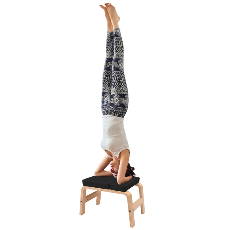 

[US Warehouse] Wooden Yoga Inverted Stool Yoga Stretching Auxiliary Chair Home Fitness Equipment Supplies(Black)