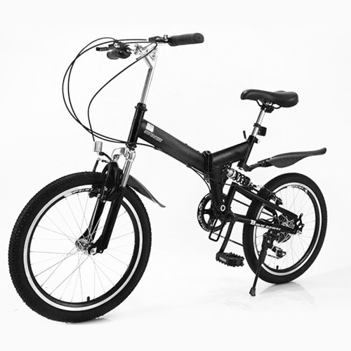 

20 inch Folding Shock Absorbing Bicycle Variable Speed Mountain Bike (Black)