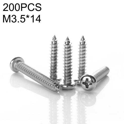 

100 PCS 201 Stainless Steel Cross Round-headed Tapping Thread Screw, M3.5x14