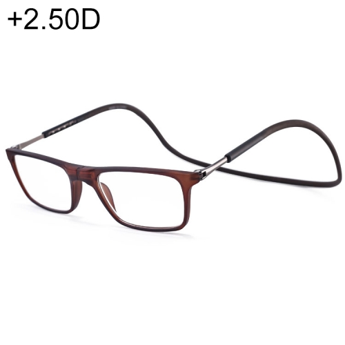 

Anti Blue-ray Adjustable Neckband Magnetic Connecting Presbyopic Glasses, +2.50D(Brown)