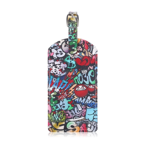 

Doodling Pattern Cowhide Texture Coloured Drawing PU Luggage Tag Travel Bag Identification Tag