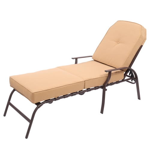 

[US Warehouse] Adjustable Outdoor Steel Patio Chaise Lounge Chair with UV-Resistant Cushions, Size: 195x66x81cm