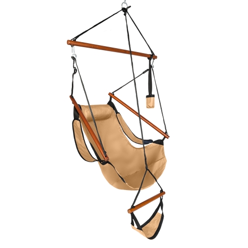 

[US Warehouse] Oxford Cloth Hanging Chairs with Cup Holder, Load Bearing: 100kg (Brown)