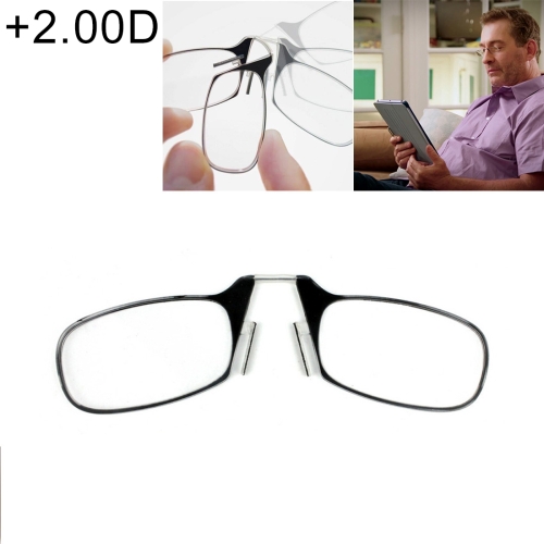 

Ultra Thin High-definition Nose Resting Card Style Portable Presbyopic Hypermetropic Reading Glasses, +2.00D(Black)