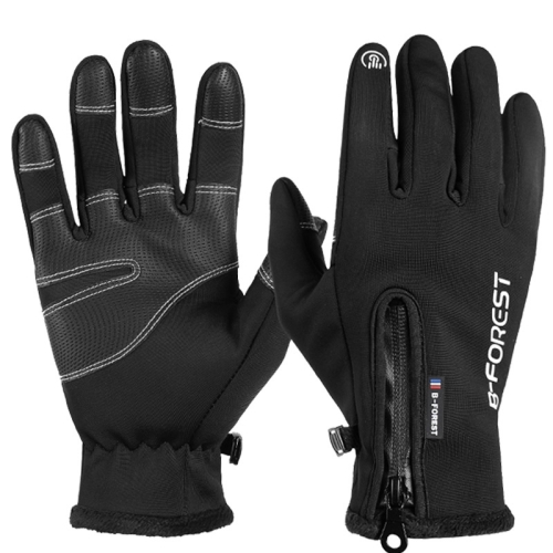 

Outdoor Winter Sports Velvet Windproof Warm All-finger Zipper Touch Screen Gloves, Size: M