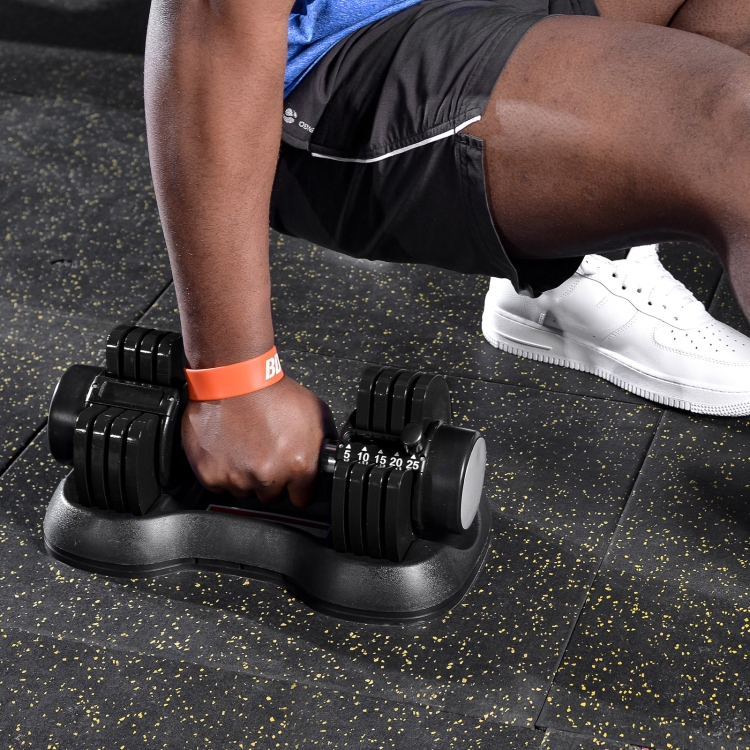 

[US Warehouse] 5-25 lbs Adjustable Dumbbell Muscle Training Fitness Equipment(Black)