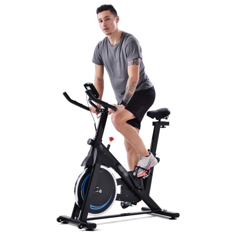 

[EU Warehouse] Merax Indoor Household Tape Drive Exercise Bike Bicycle with 8KG Flywheel (Blue)
