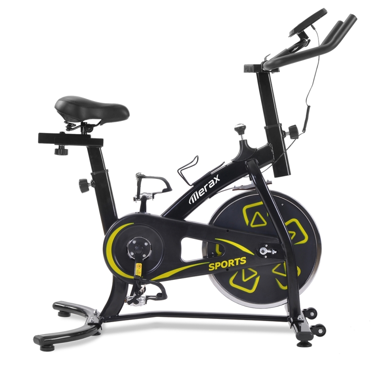 

[EU Warehouse] Merax BX-573S Indoor Comfortable Seat Cushion Adjustable Seat and Handlebar Exercise Bike for Cardio Training with LCD Console(Black Yellow)