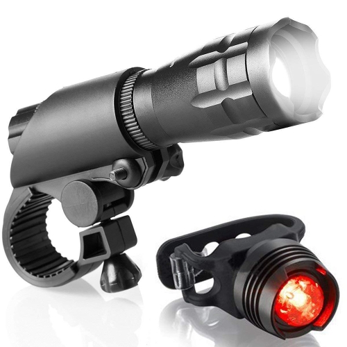 

5W Mountain Bike Headlight Charging Zoom Glare Waterproof Flashlight Set Car Headlight + Taillight (Set Five)