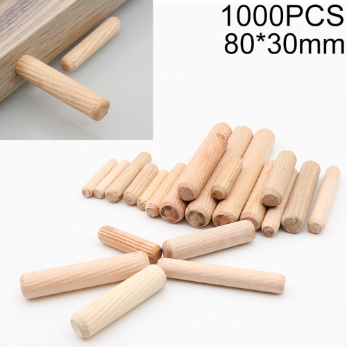 

1000 PCS Eucalyptus Round Dowel Tie Plug Furniture Connector, Size: 80x30mm