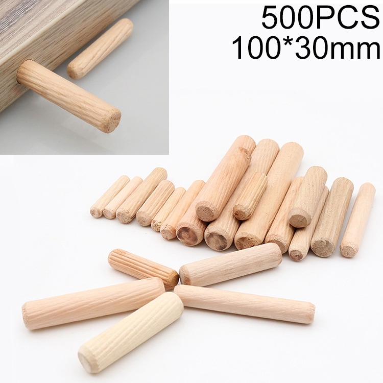 

500 PCS Eucalyptus Round Dowel Tie Plug Furniture Connector, Size: 100x30mm