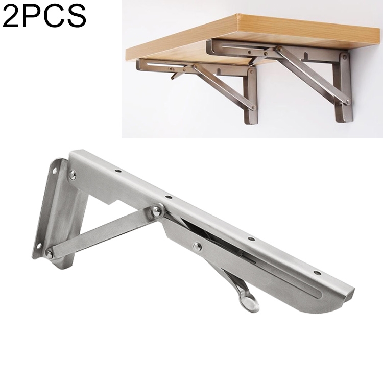 

2 PCS 10 inch K Type Wall-mounted Foldable Stainless Steel Spring Storage Shelf for Dining Table