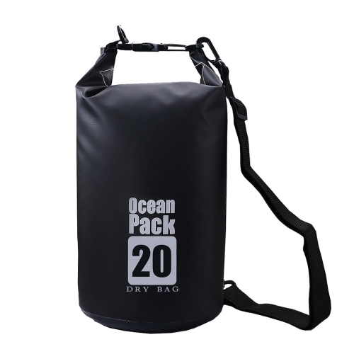 

DZGOGO Portable Outdoor Waterproof Sport PVC Shoulder Strap Barrel Bag, Capacity: 20L (Black)