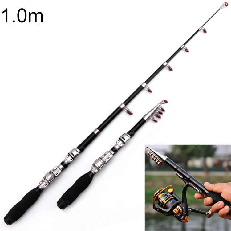 

30cm Portable Telescopic Sea Fishing Rod Mini Fishing Pole, Extended Length : 1.0m, Black Clip Reel Seat