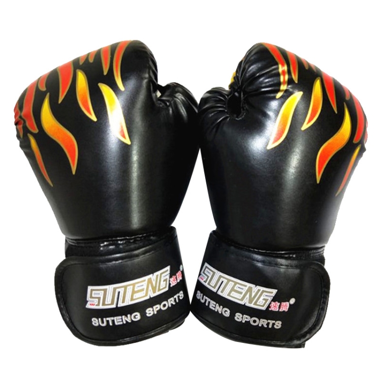 

SUTENG Flame Pattern PU Leather Fitness Boxing Gloves for Adults(Black)