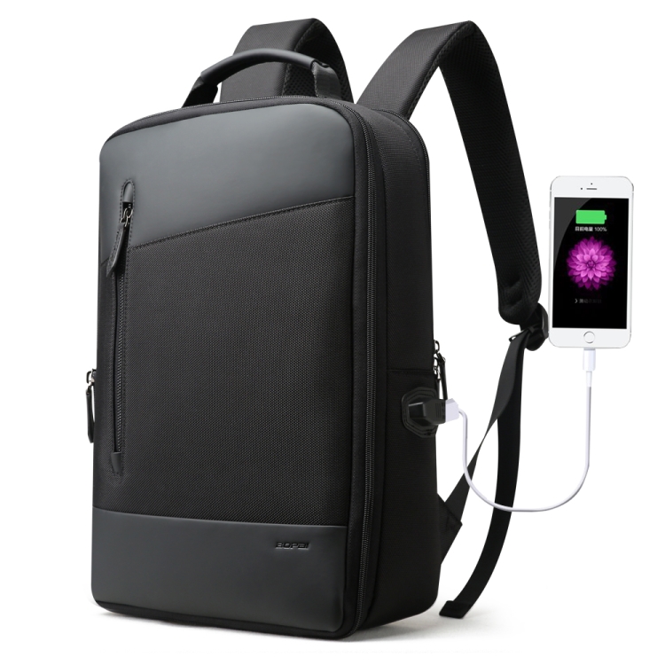 

Bopai 851-009911 Business Anti-theft Waterproof Large Capacity Double Shoulder Bag,with USB Charging Port, Size: 30.5x13x45cm (Black)