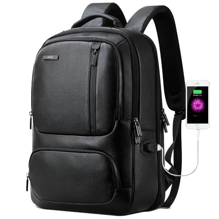 

Bopai 851-023911 Top-grain Leather Business Breathable Anti-theft Man Backpack, Size: 28x18x42cm(Black)