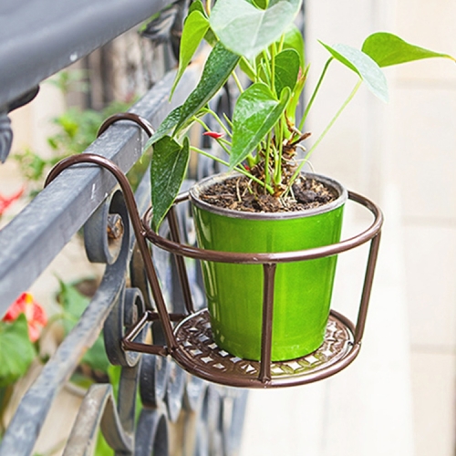 

2 PCS Iron Metal Railing Potted Plant Shelves Hanging Flowerpot Rack (Bronze)