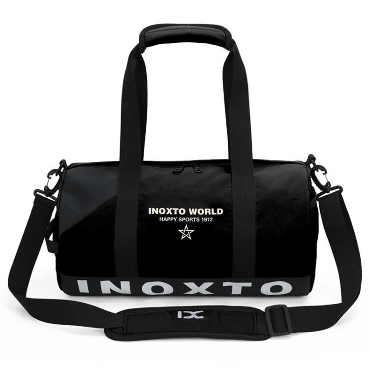 

IX LK8074 Alphabet Printing Cylinder Shape Bottom Waterproof One-shoulder Portable Yoga Travel Bag for Men / Women, Size: 40 x 24 x 24cm(Black)