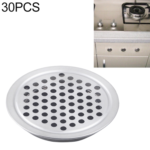 

30 PCS 53mm Flat Surface Cabinet Round Air Vent Stainless Steel Louvered Grille Cover Vents with Little Holes
