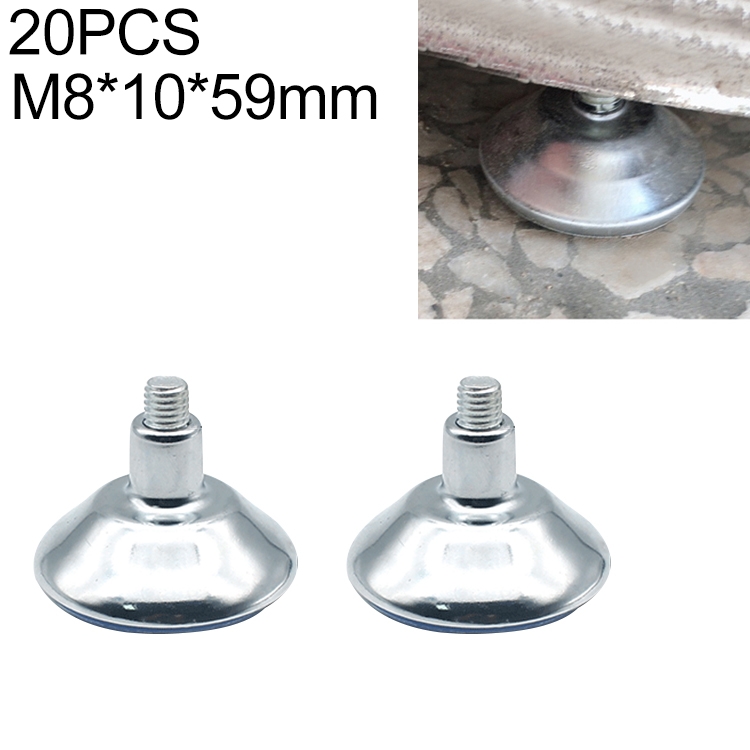 

20 PCS Horn Shaped Adjustable Foot Pad, M8 (Wire Length) 10-59mm Bottom