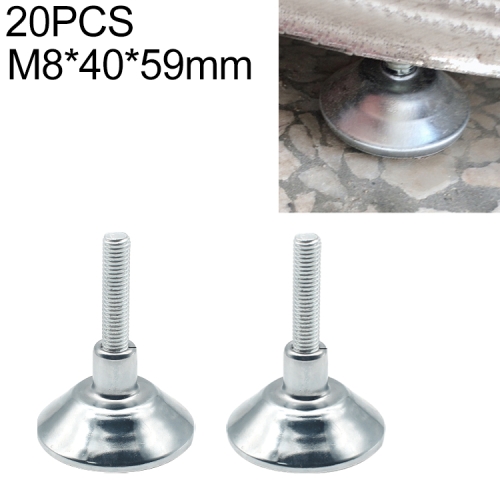 

20 PCS Horn Shaped Adjustable Foot Pad, M8 (Wire Length) 40-59mm Bottom