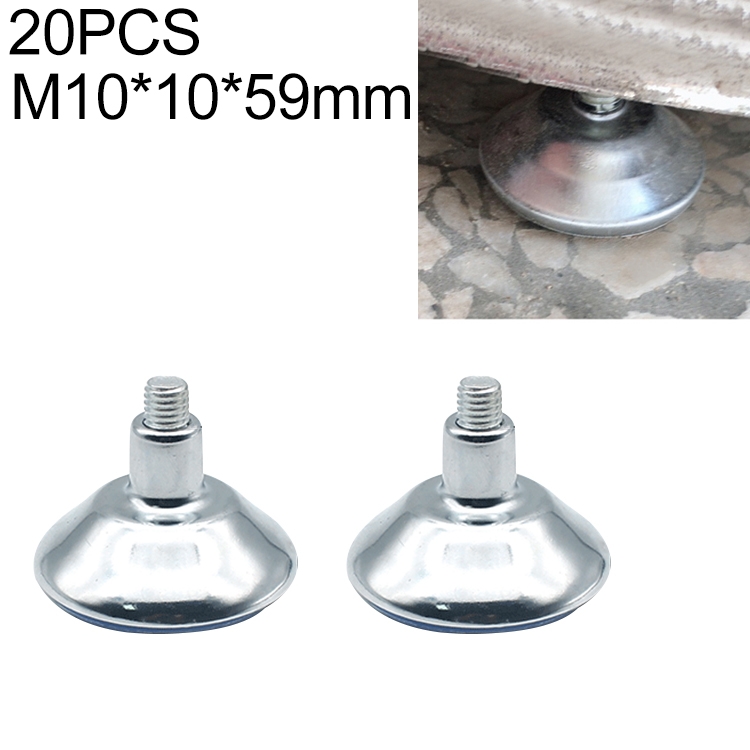 

20 PCS Horn Shaped Adjustable Foot Pad, M10 (Wire Length) 10-59mm Bottom