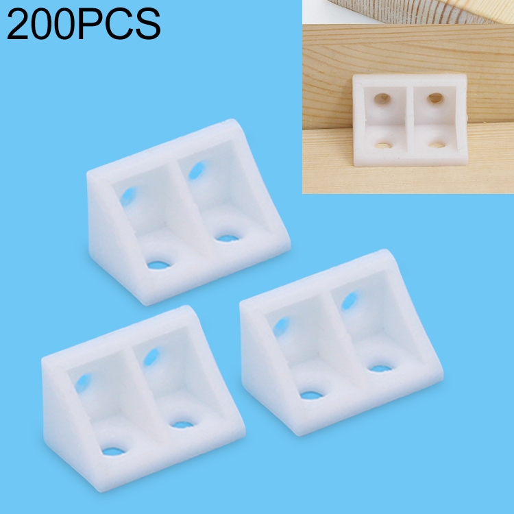 

200 PCS Plastic Thickened Detachable Corner Connector Furniture Right Angle Board Bracket without Cover, Size: M (White)
