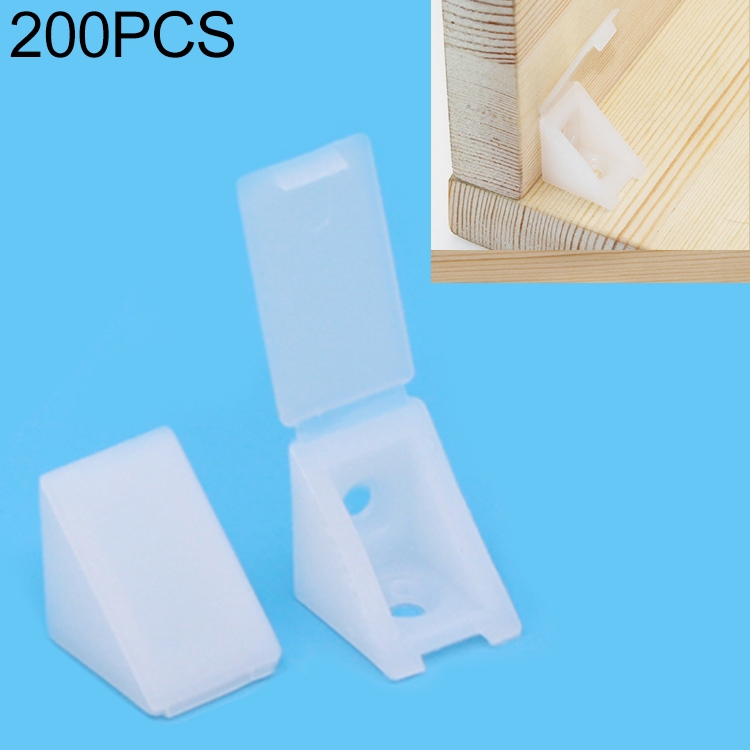 

200 PCS Plastic Thickened Corner Connector Furniture Right Angle Board Bracket with Cover, Size: S