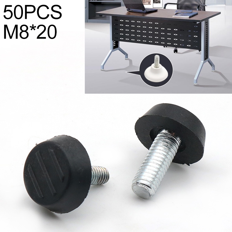 

50 PCS Adjustable Foot Pad Furniture Screw Support Stub, M8x20