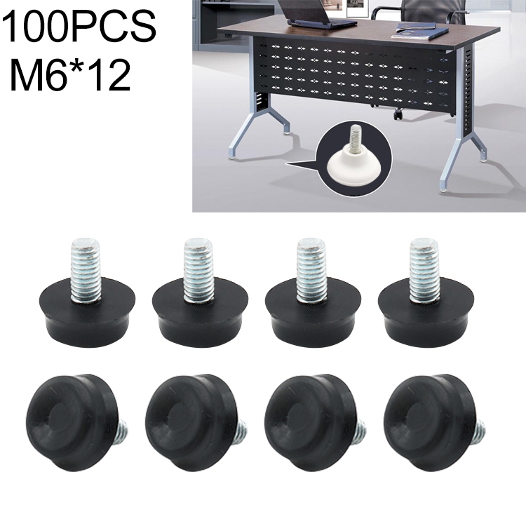 

100 PCS Adjustable Foot Pad Furniture Screw Support Stub, M6x12