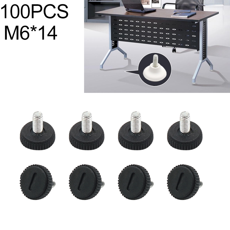 

100 PCS Adjustable Foot Pad Furniture Screw Support Stub, M6x14